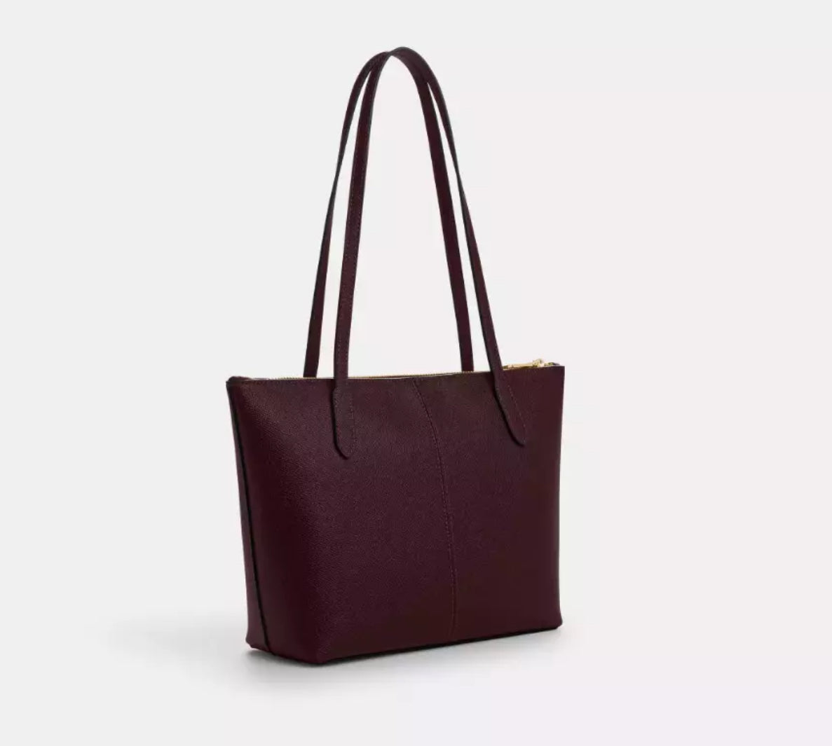 NWT Coach Leather Fiona Zip Tote In Gold/Wine