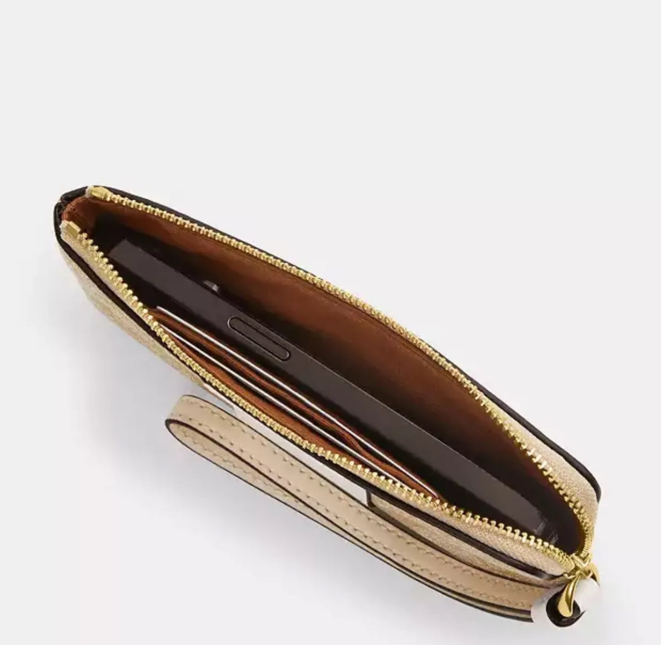 NWT Coach Corner Zip Wristlet Wallet In Signature Canvas & Leather With Floral Print