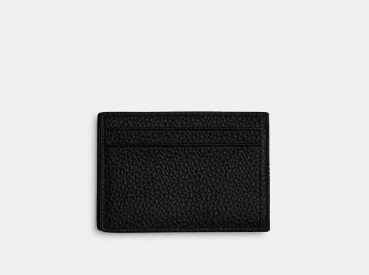 NWT Coach Men’s Compact Billfold Wallet in Refined Pebble- Black