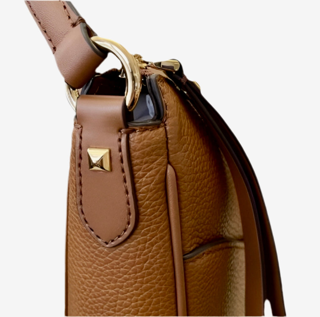 NWT Michael Kors Large Dover Half Moon Shoulder Bag In Brown