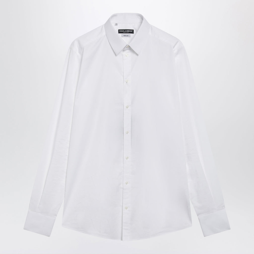 Dolce&Gabbana Gold Fit Stretch Poplin Shirt In Optical White Men