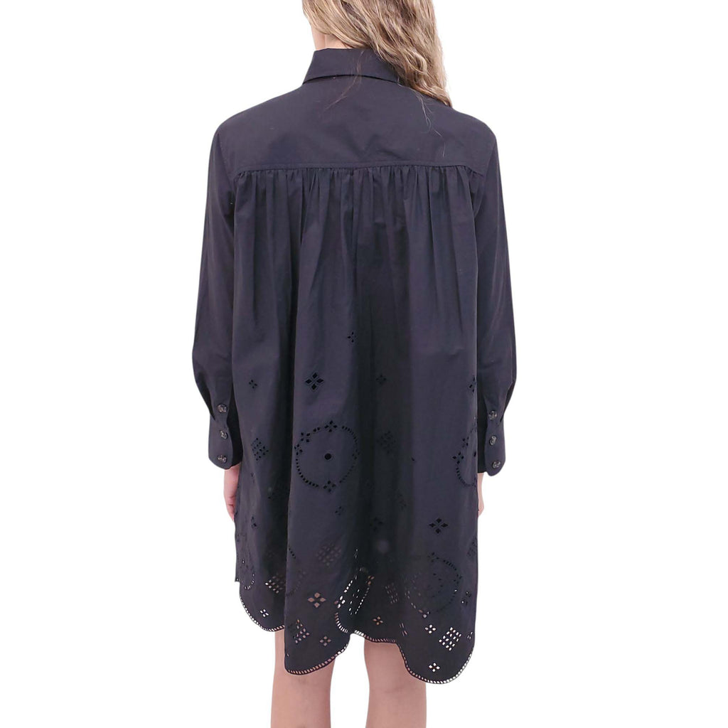 GANNI OVERSIZED BLACK EYELET DRESS - SIZE 34