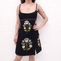 GIAMBATTISTA VALLI BLACK TWEED DRESS WITH FLORAL EMBROIDERY - SIZE 42