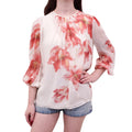 GIAMBATTISTA VALLI CREAM AND PINK FLORAL SILK BLOUSE - SIZE 40
