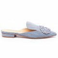 GIANNICO BLUE DENIM CRYSTAL FLATS - SIZE 35