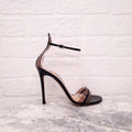 GIANVITO ROSSI BLACK PATENT LUCITE HEELS - SIZE 36.5