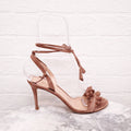 GIANVITO ROSSI BLUSH PINK SUEDE FRILL SANDALS - SIZE 40.5
