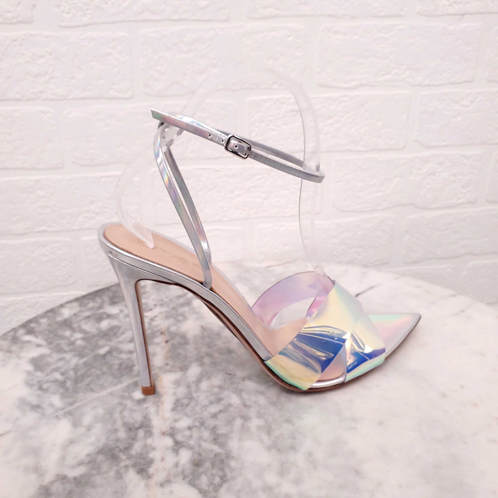 GIANVITO ROSSI IRRIDESCENT PVC HEELS - SIZE 40