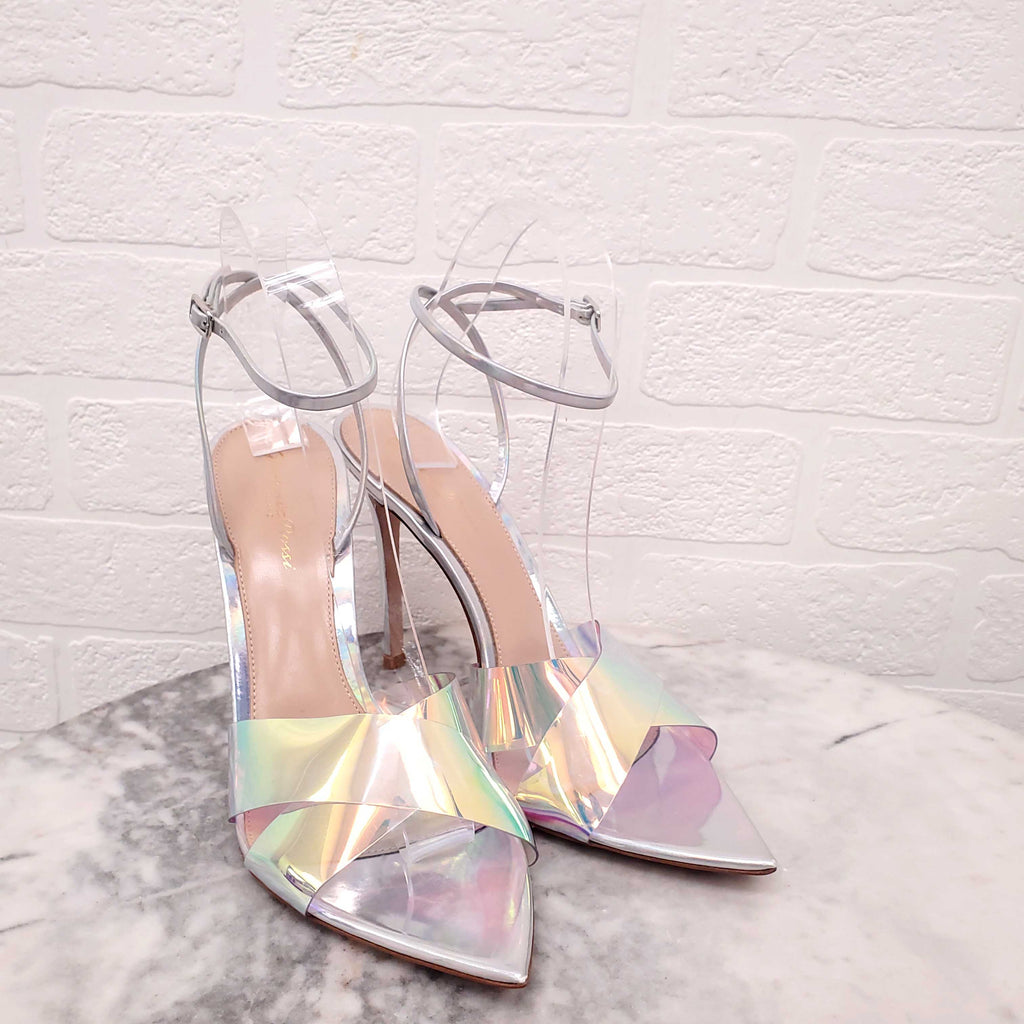 GIANVITO ROSSI IRRIDESCENT PVC HEELS - SIZE 40