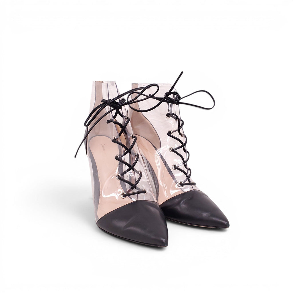 GIANVITO ROSSI LACE-UP PVC BOOTIES - SIZE 38.5