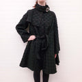 GIORGIO ARMANI BLACK PATTERNED CAPE COAT - SIZE L/XL