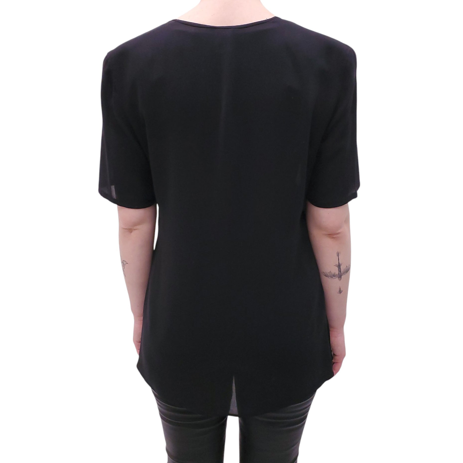 GIORGIO ARMANI BLACK SILK WRAP BLOUSE - SIZE M