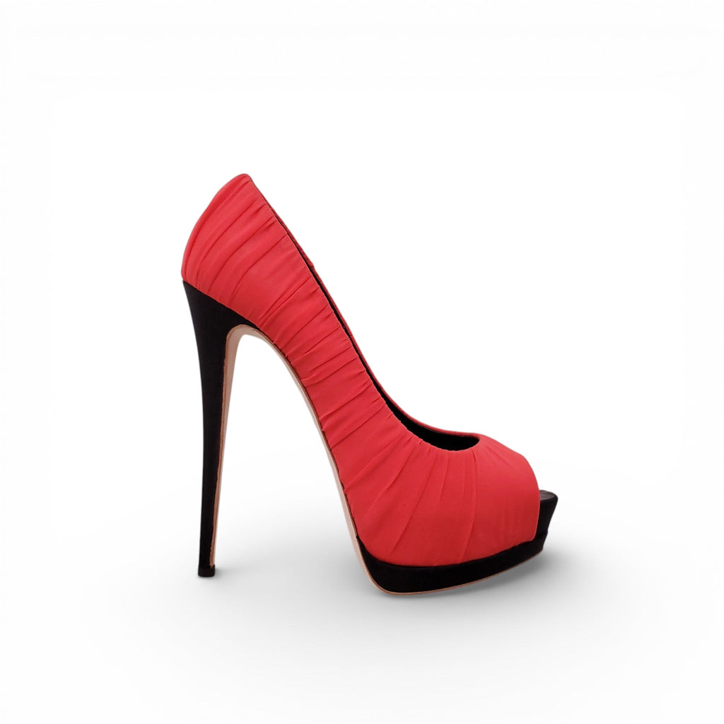 GIUSEPPE ZANOTTI CORAL PEEP TOE HEELS - SIZE 39