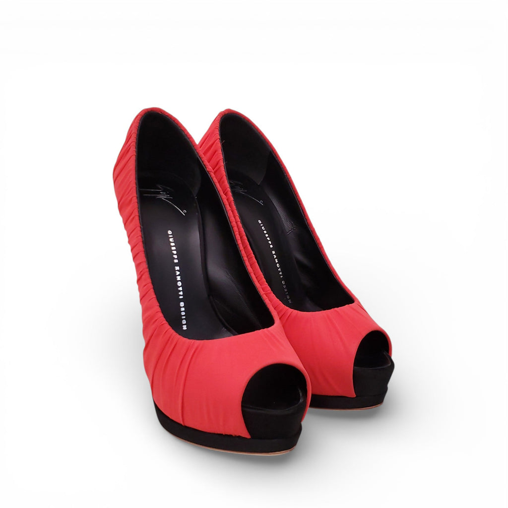 GIUSEPPE ZANOTTI CORAL PEEP TOE HEELS - SIZE 39