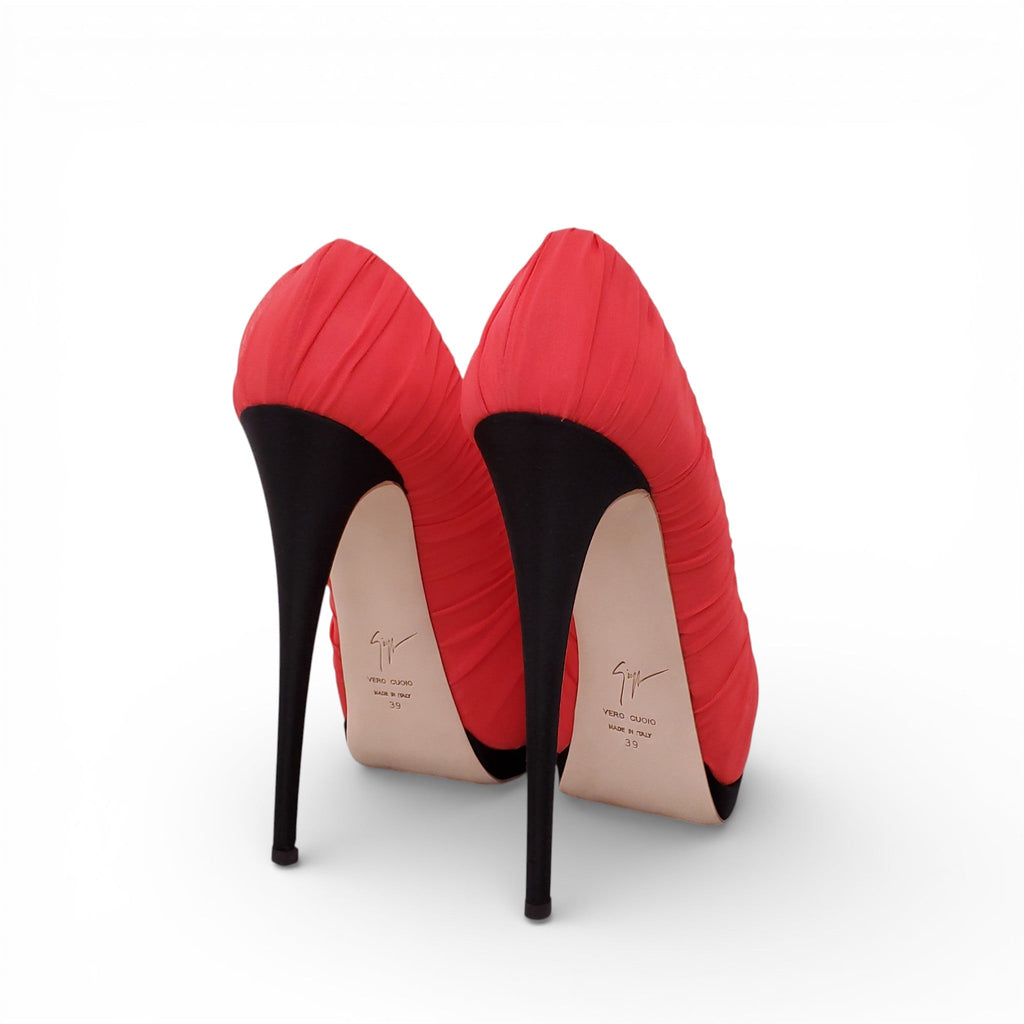 GIUSEPPE ZANOTTI CORAL PEEP TOE HEELS - SIZE 39