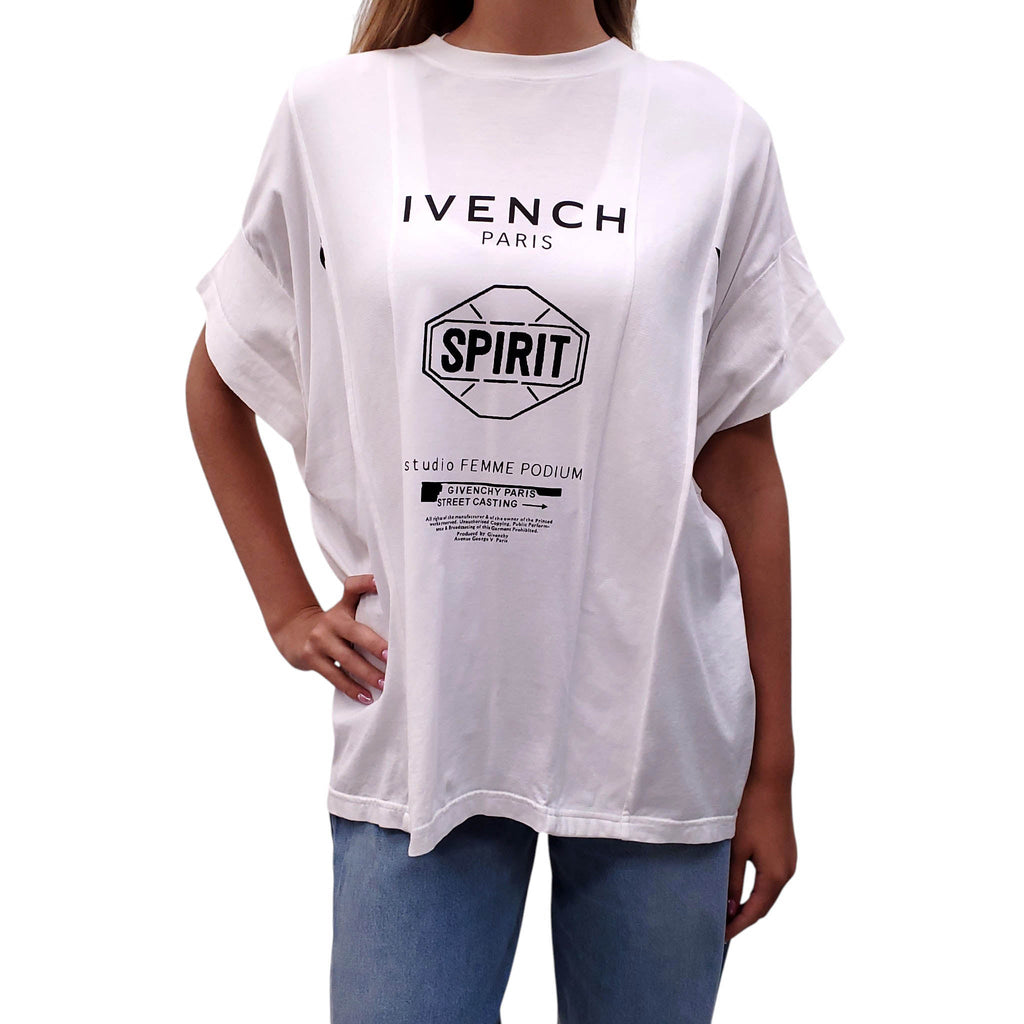 GIVENCHY ASYMMETRICAL WHITE GRAPHIC T-SHIRT - SIZE M