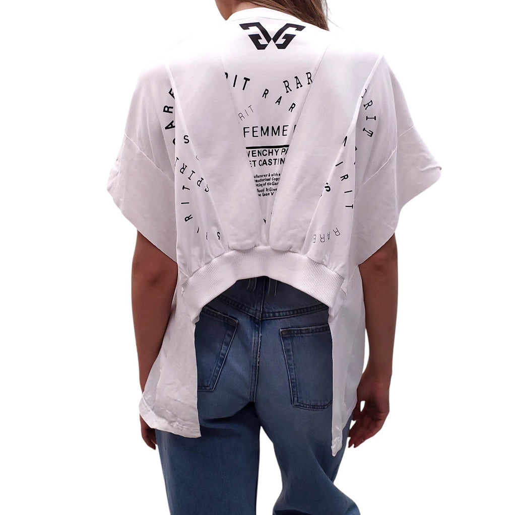 GIVENCHY ASYMMETRICAL WHITE GRAPHIC T-SHIRT - SIZE M