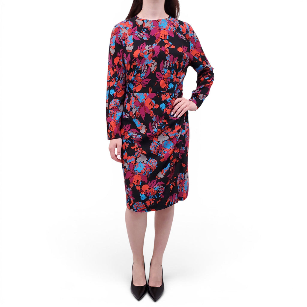 GIVENCHY BLACK AND MULTICOLOURED PATTERNED DRESS - SIZE 42