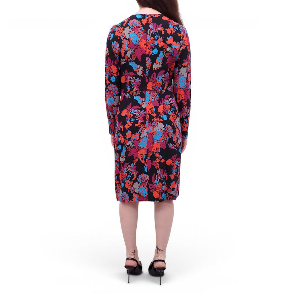 GIVENCHY BLACK AND MULTICOLOURED PATTERNED DRESS - SIZE 42