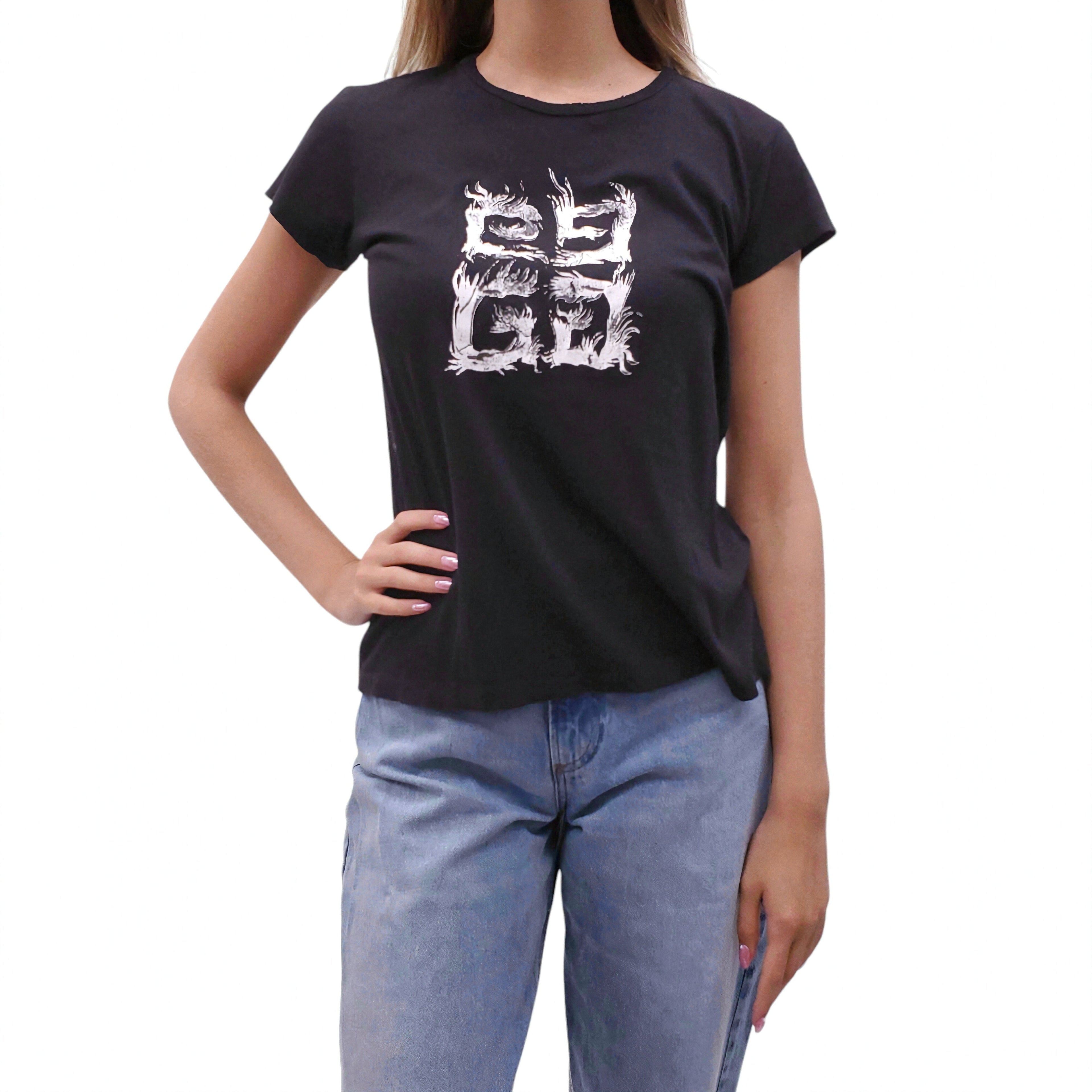 GIVENCHY BLACK LOGO T-SHIRT - SIZE S