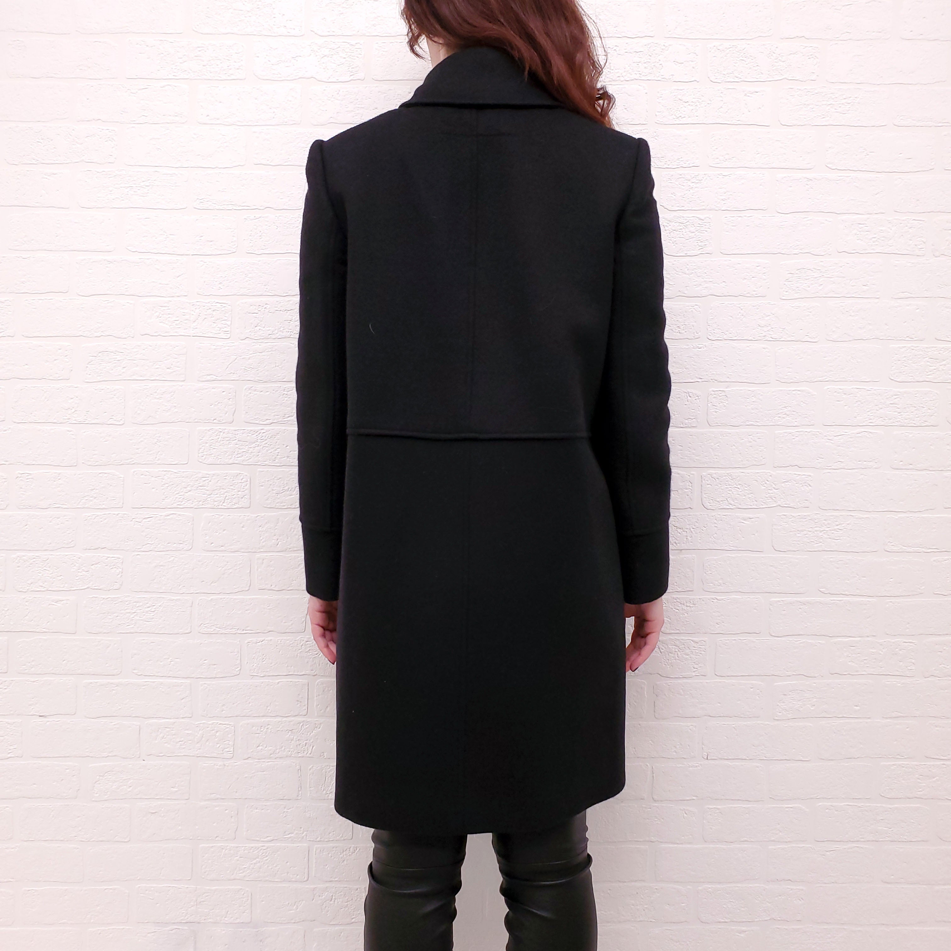 GIVENCHY BLACK WOOL PEACOAT - SIZE 42