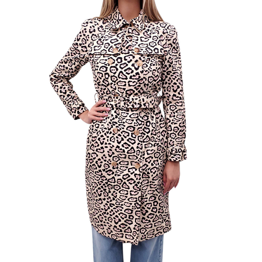 GIVENCHY LEOPARD PATTERNED TRENCH COAT - SIZE 38