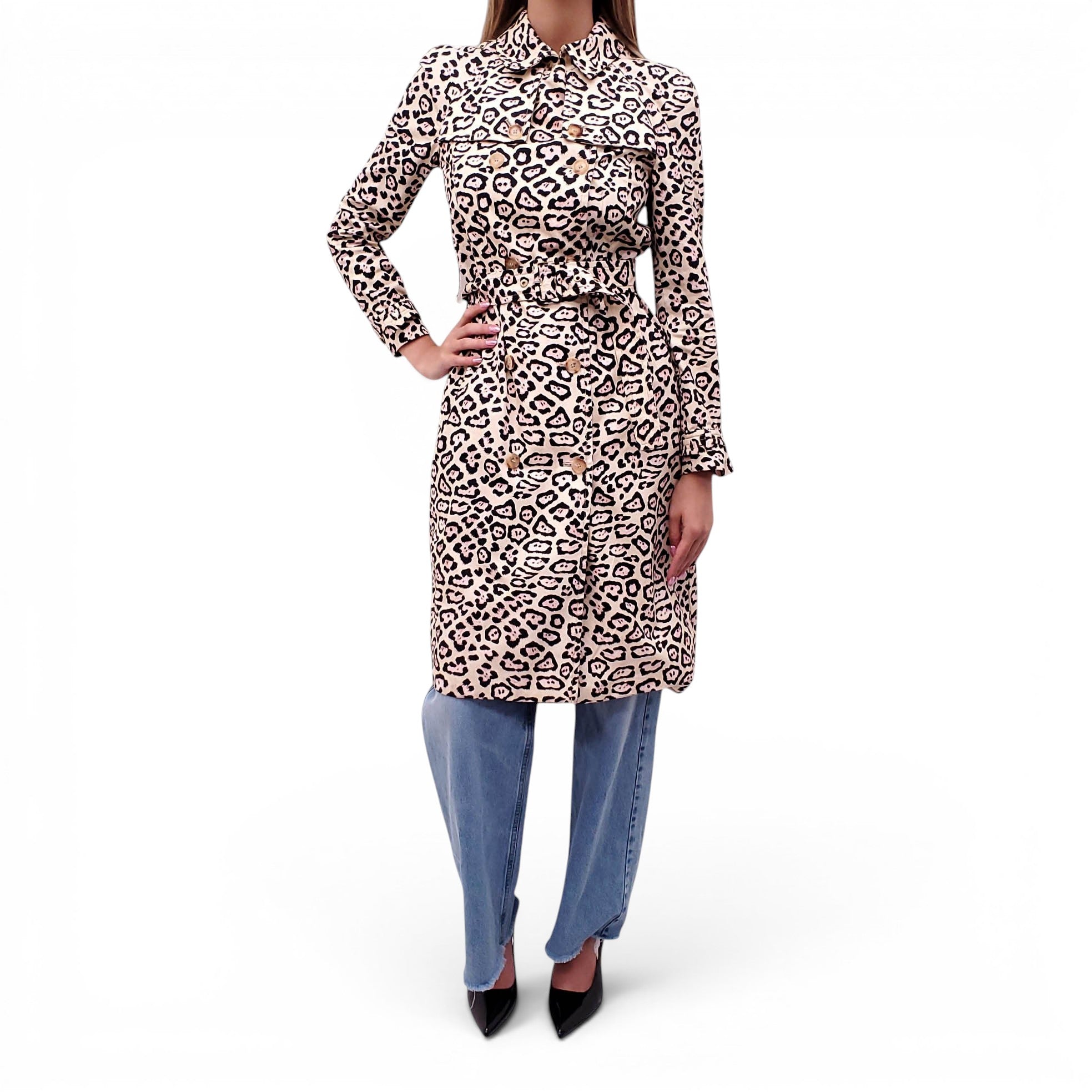 GIVENCHY LEOPARD PATTERNED TRENCH COAT - SIZE 38