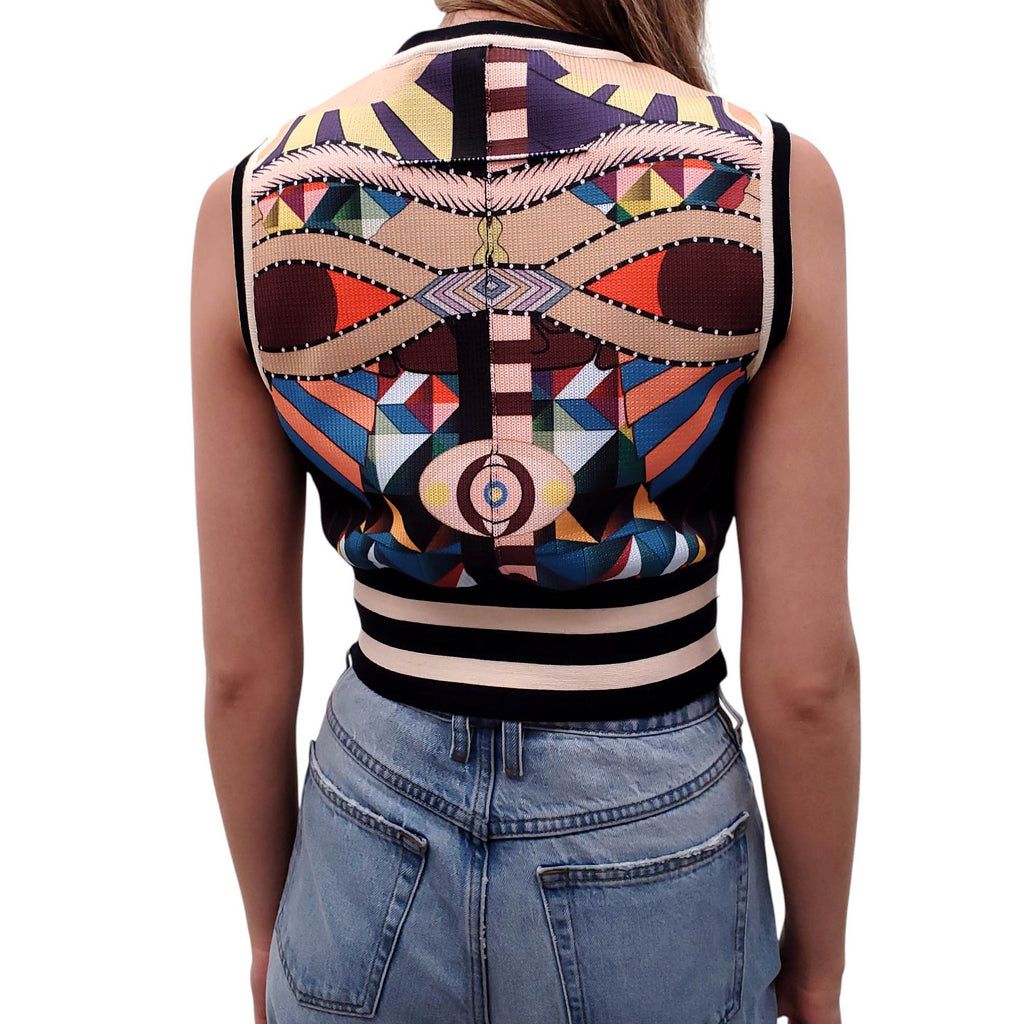 GIVENCHY MULTICOLOURED PATTERNED CROPPED TOP - SIZE M