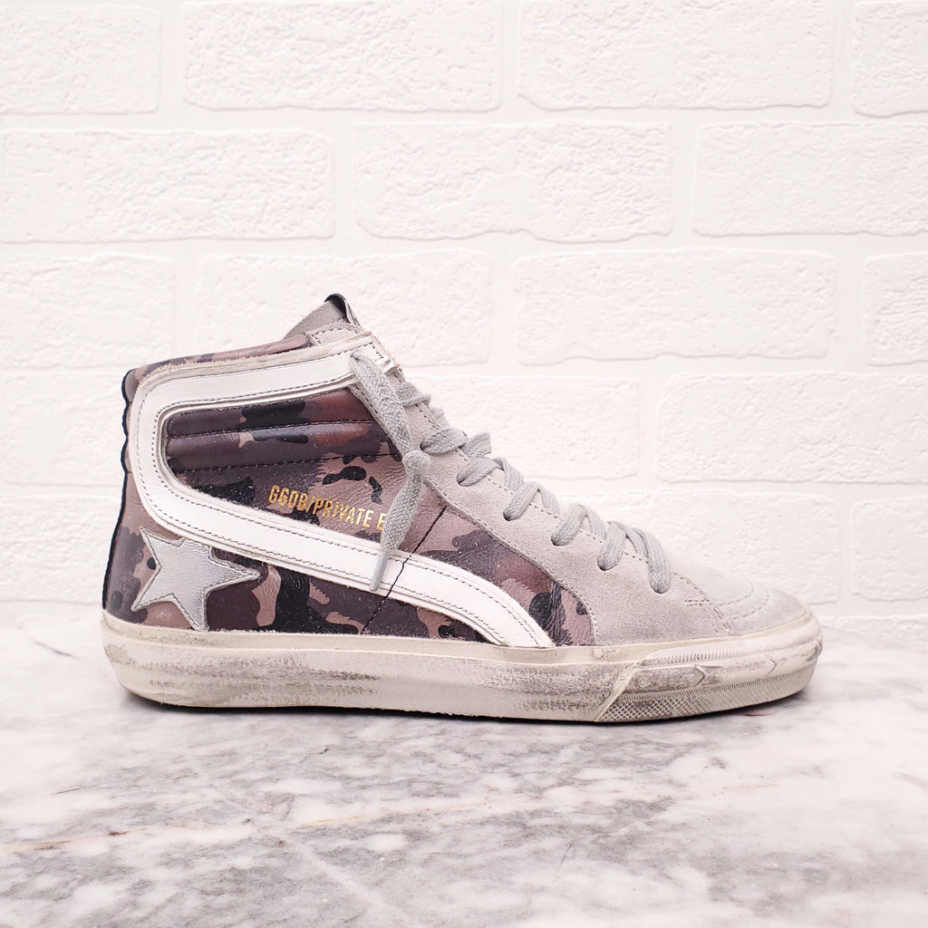 GOLDEN GOOSE CAMO 'SLIDE' SNEAKERS - SIZE 36