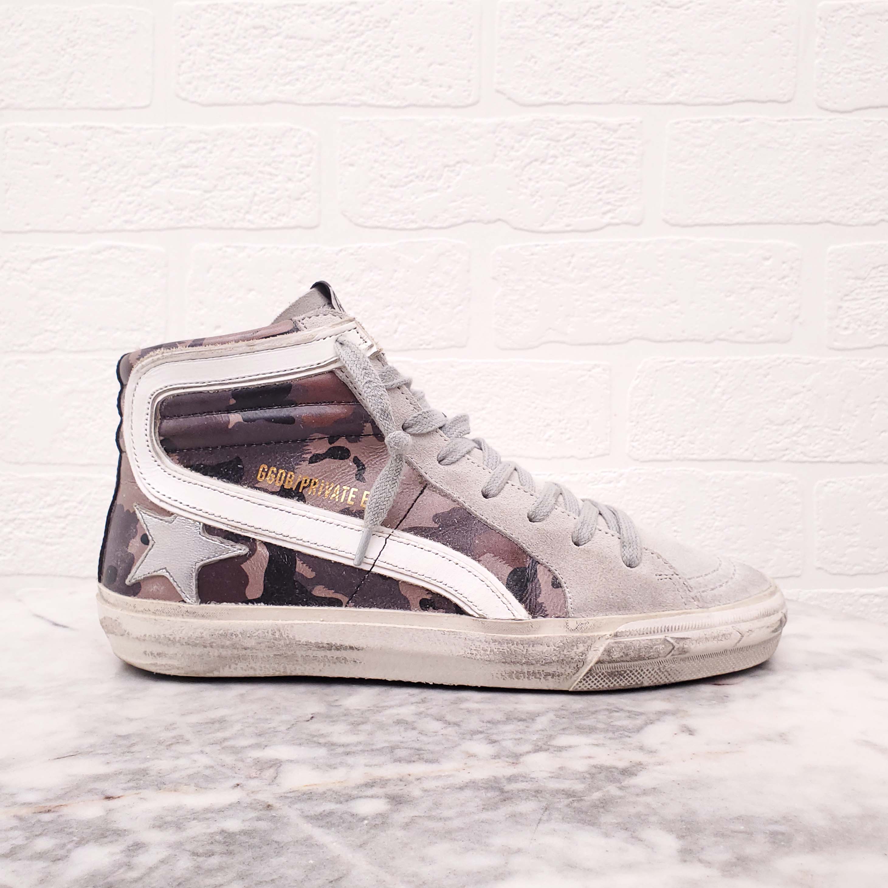 GOLDEN GOOSE CAMO 'SLIDE' SNEAKERS - SIZE 36