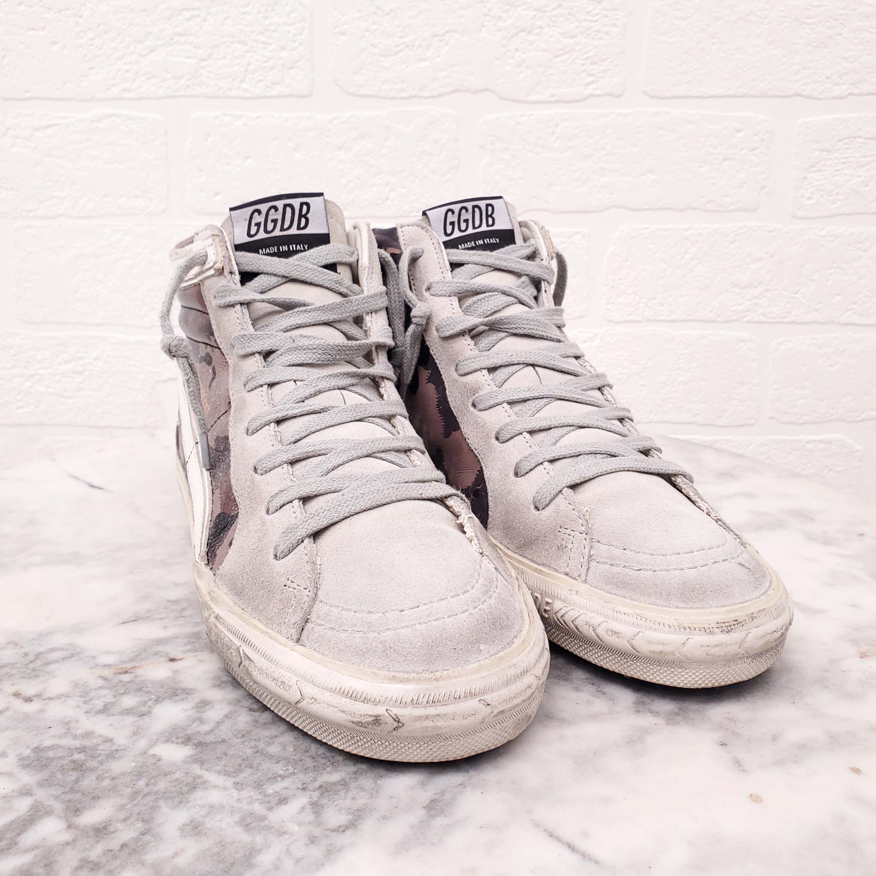 GOLDEN GOOSE CAMO 'SLIDE' SNEAKERS - SIZE 36