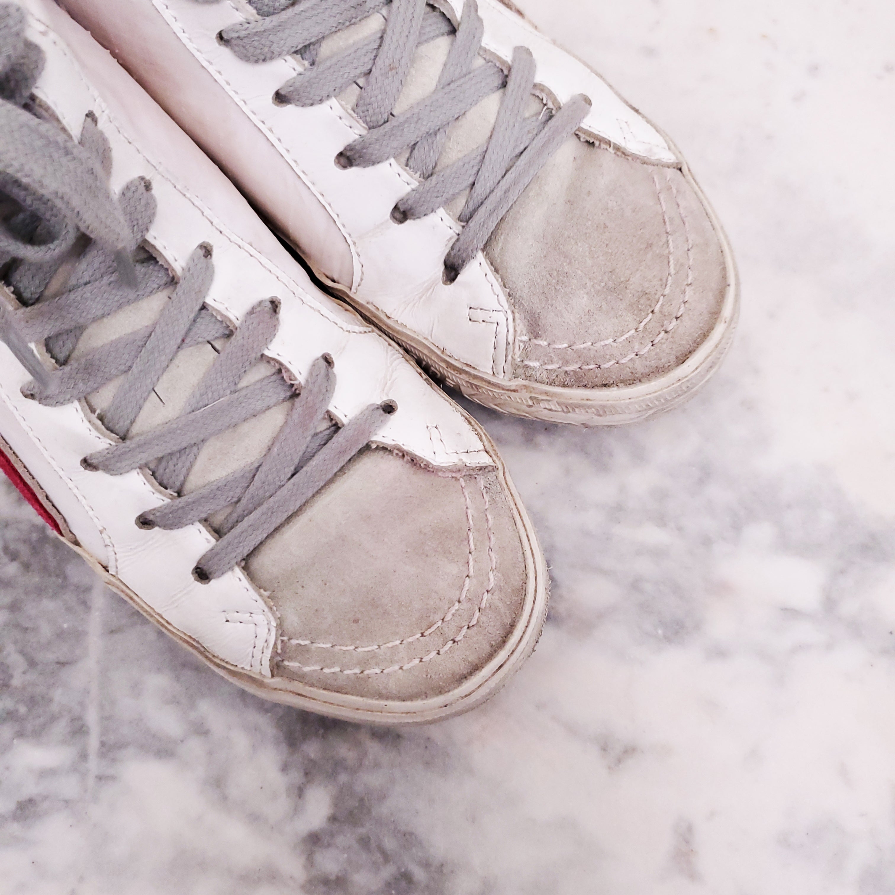 GOLDEN GOOSE WHITE AND PINK 'SLIDE' SNEAKERS - SIZE 36
