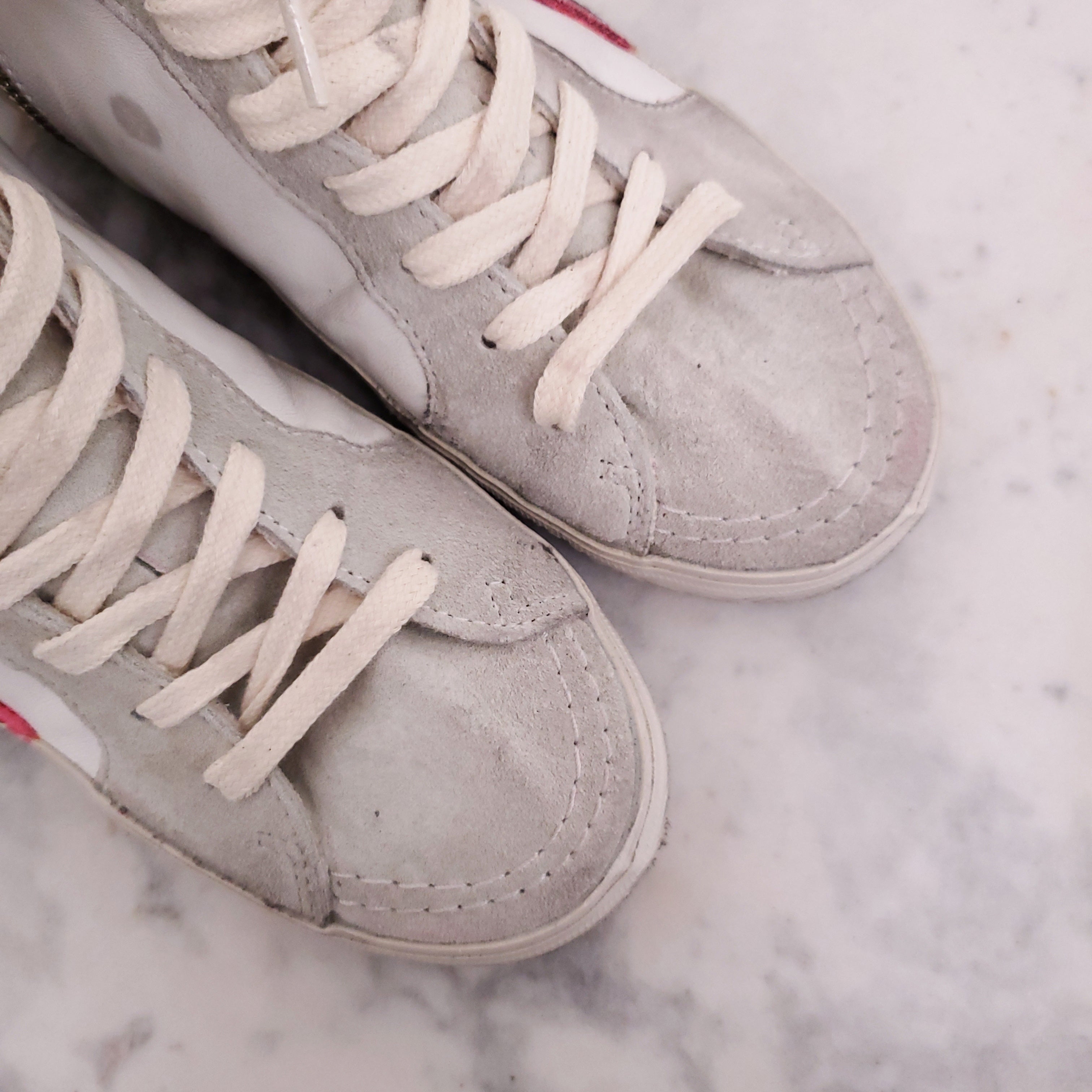 GOLDEN GOOSE WHITE 'SLIDE' SNEAKERS WITH SEQUIN AND LEOPARD DETAIL - SIZE 34