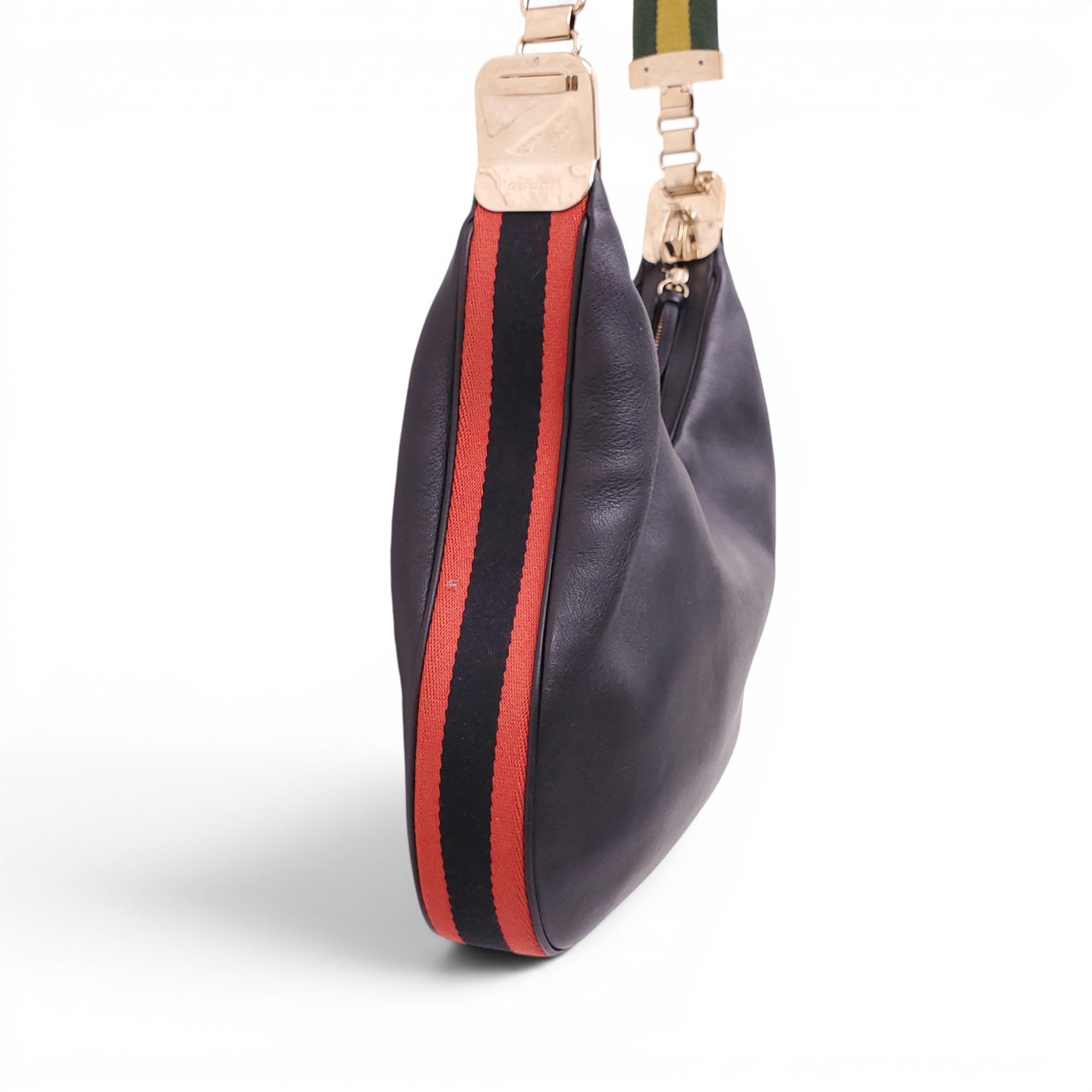 GUCCI BLACK ATTACHE SMALL LEATHER SHOULDER BAG