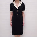 GUCCI BLACK DRESS WITH CREAM COLLAR AND TIGER BUTTONS - SIZE M