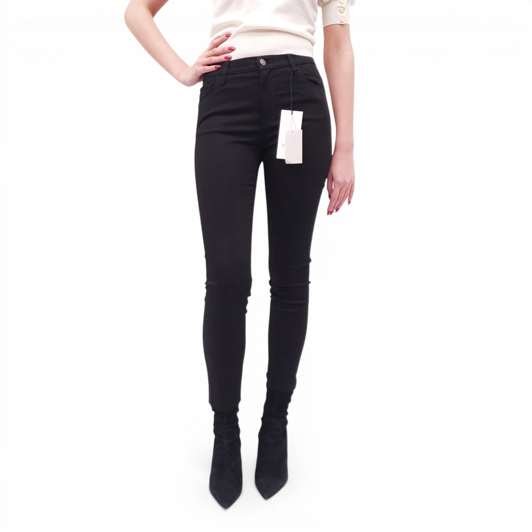 GUCCI BLACK JEANS WITH EMBROIDERED PANTHER DETAIL - SIZE 27