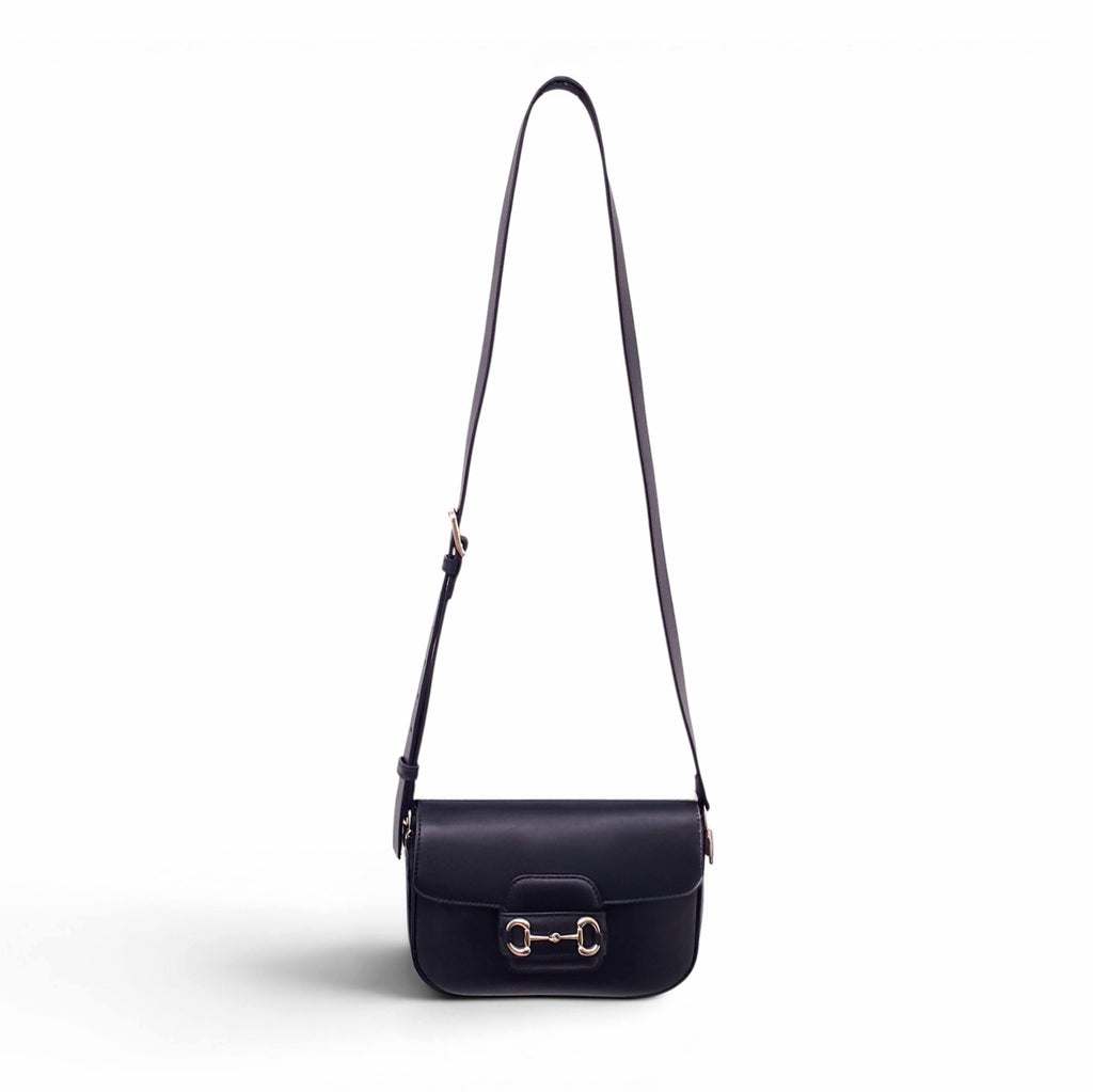 GUCCI BLACK LEATHER MEDIUM 1955 HORSEBIT CROSSBODY BAG