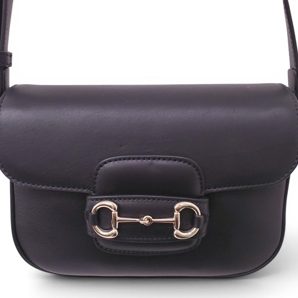 GUCCI BLACK LEATHER MEDIUM 1955 HORSEBIT CROSSBODY BAG