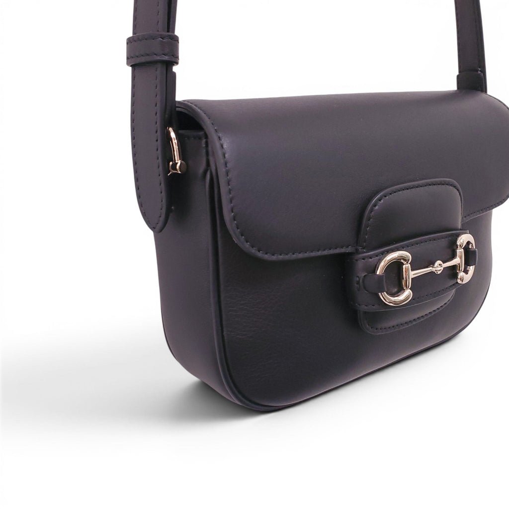 GUCCI BLACK LEATHER MEDIUM 1955 HORSEBIT CROSSBODY BAG