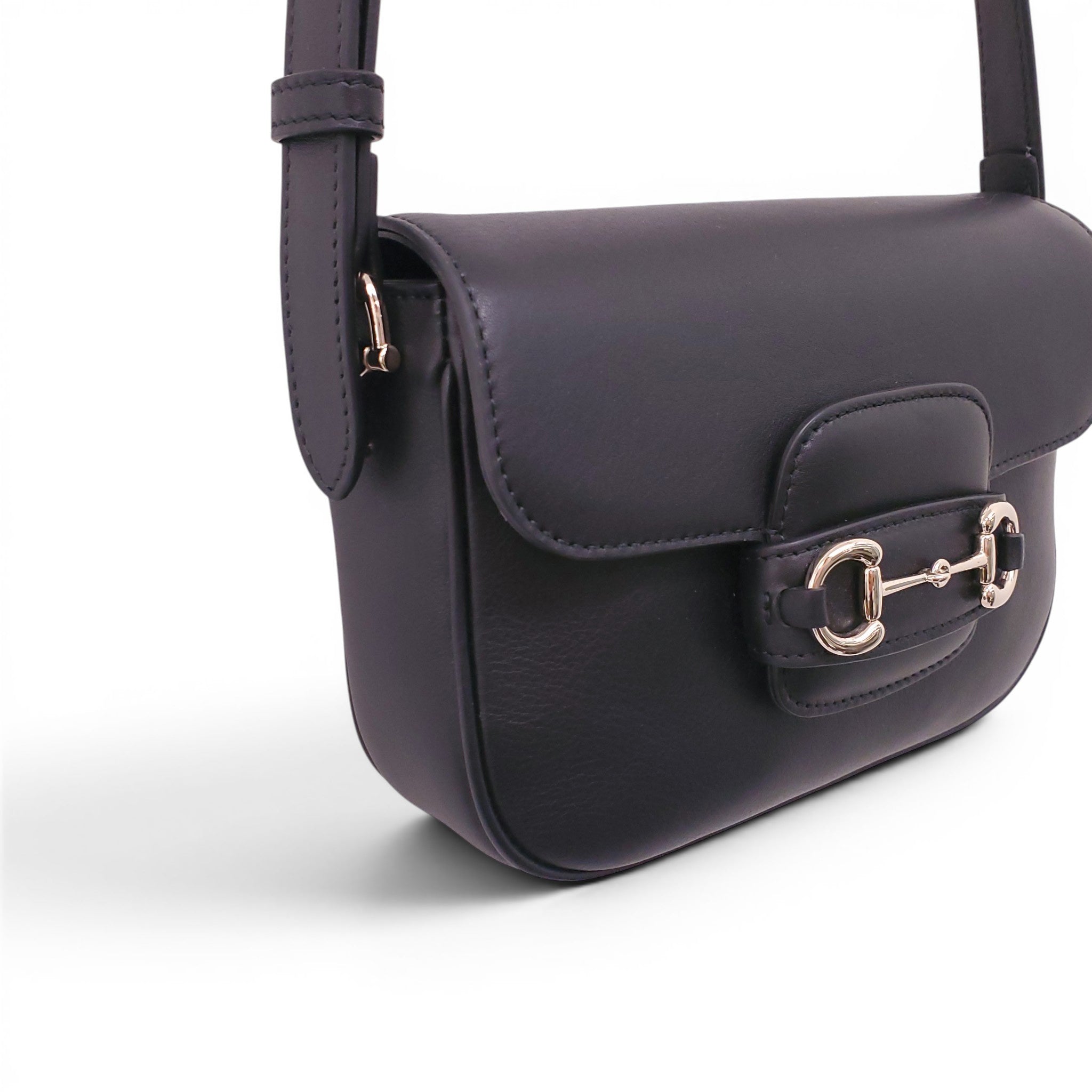 GUCCI BLACK LEATHER MEDIUM 1955 HORSEBIT CROSSBODY BAG