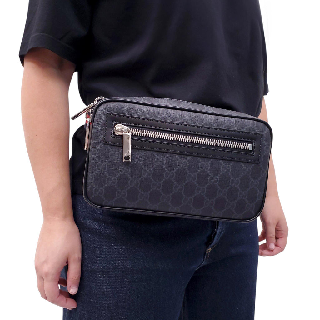 GUCCI BLACK MONOGRAM BELT BAG