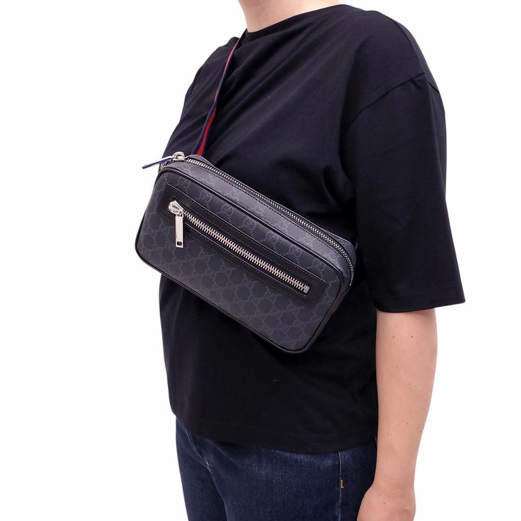 GUCCI BLACK MONOGRAM BELT BAG