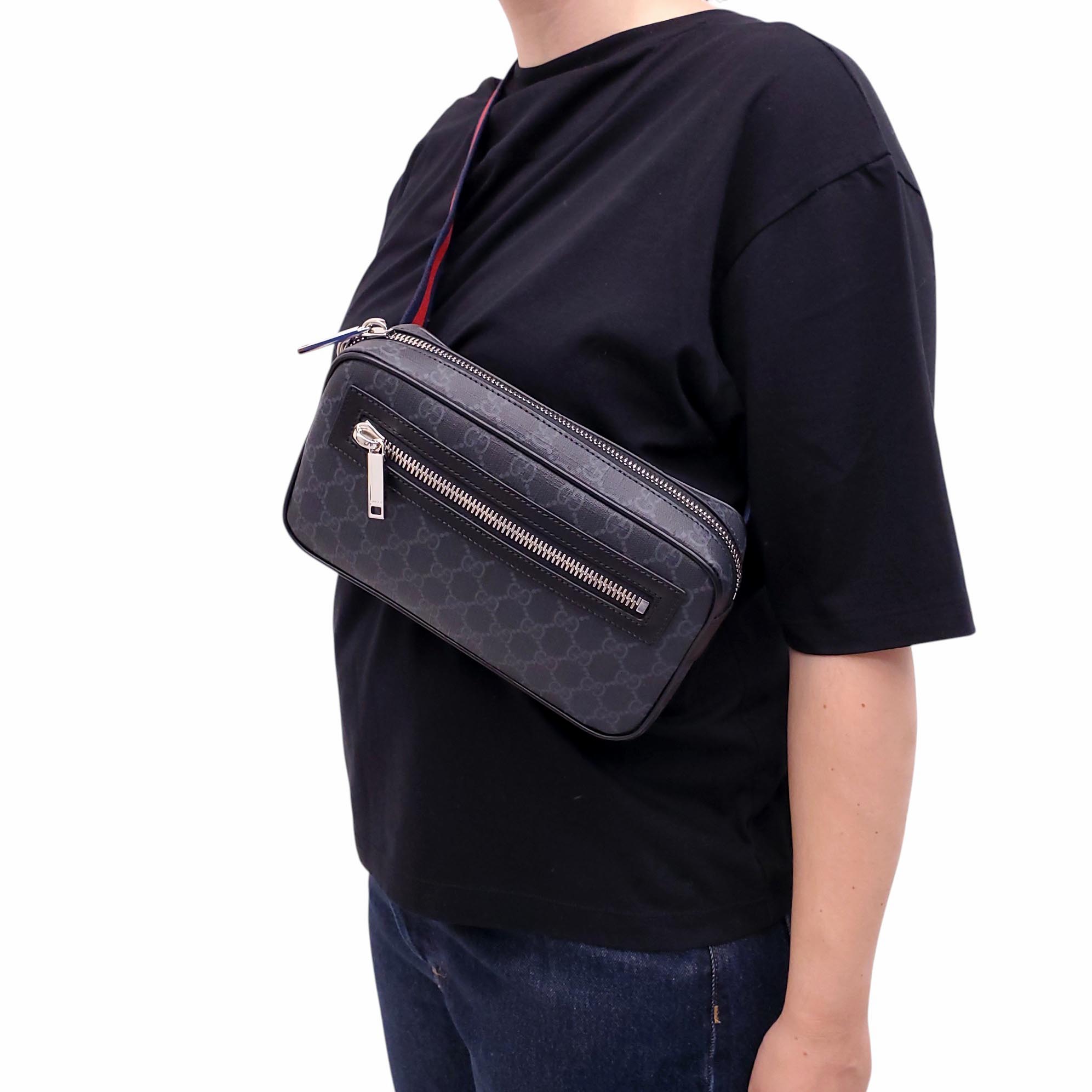 GUCCI BLACK MONOGRAM BELT BAG