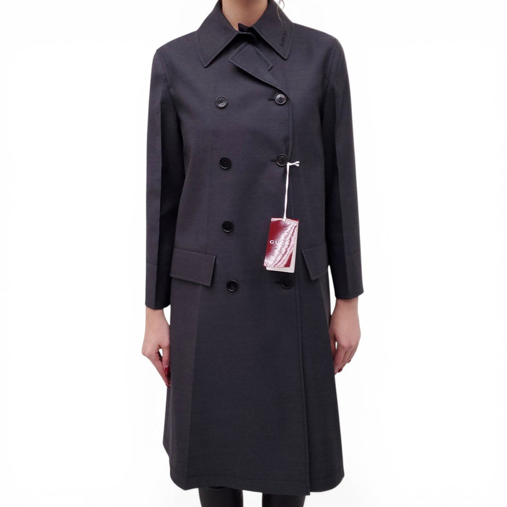 GUCCI CHARCOAL GREY DOUBLE BREASTED COAT - SIZE 40
