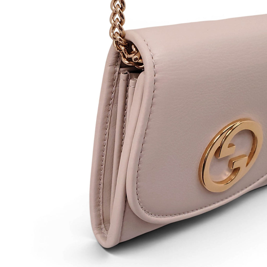 GUCCI CREAM BLONDIE BIFOLD WALLET WITH CHAIN