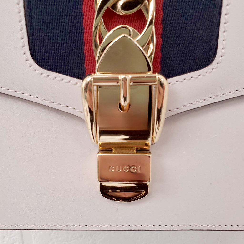 GUCCI CREAM LEATHER SYLVIE BAG
