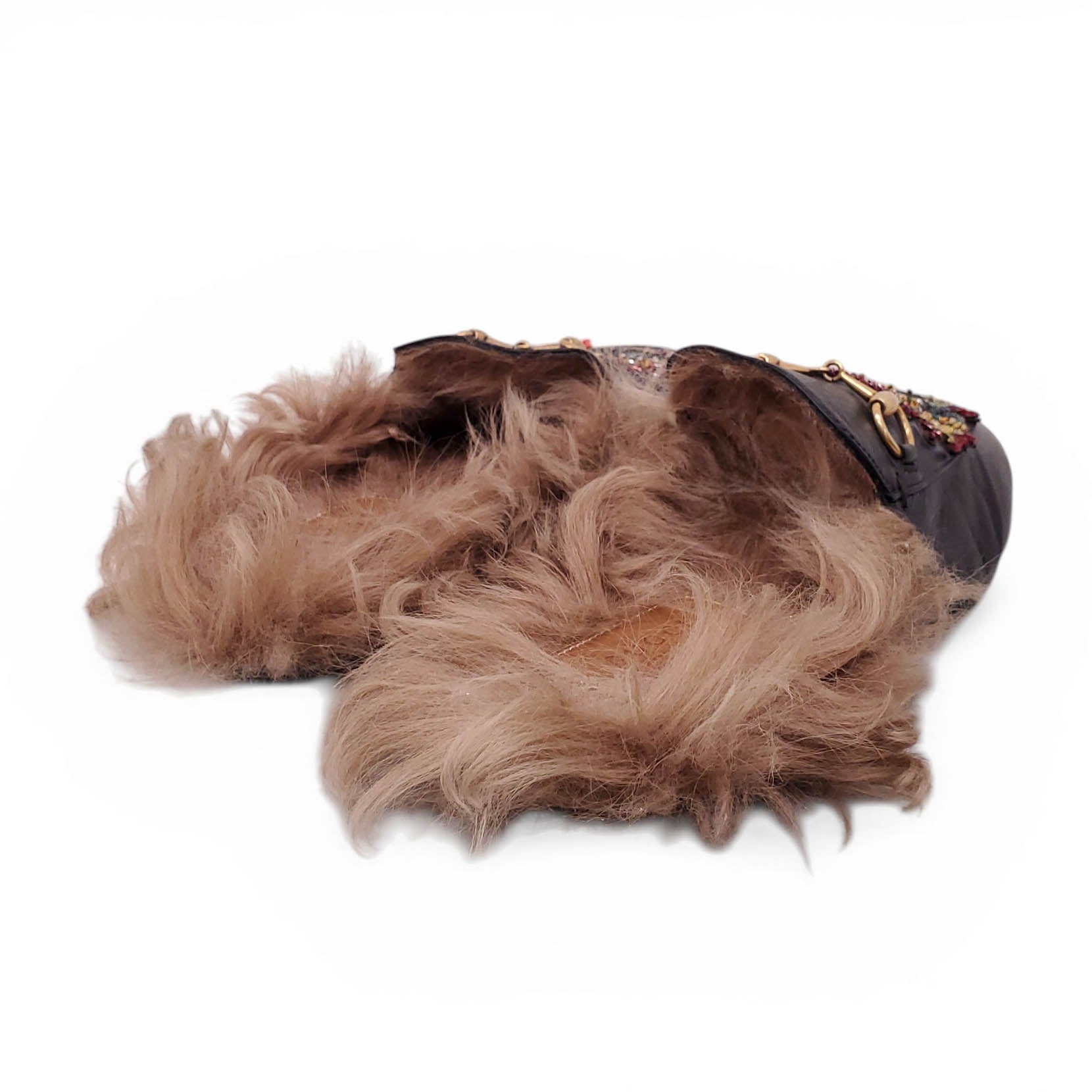 GUCCI FUR LOAFERS WITH HORSEBIT DETAIL - SIZE 36