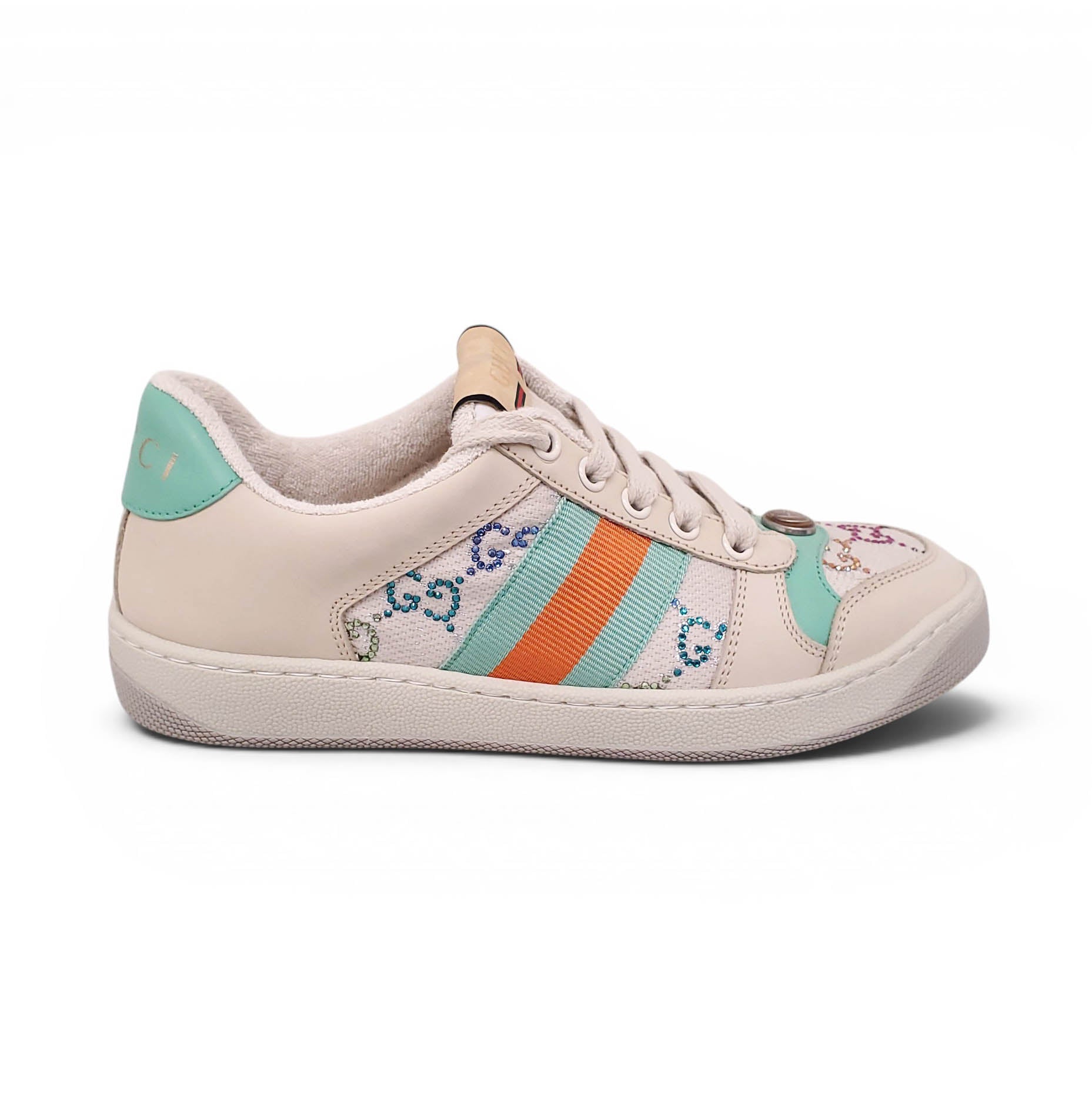 GUCCI GG RAINBOW CRYSTAL LOGO SNEAKERS - SIZE 35.5