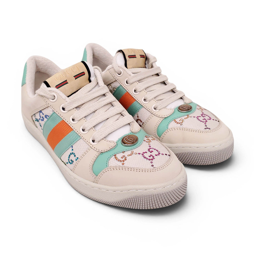 GUCCI GG RAINBOW CRYSTAL LOGO SNEAKERS - SIZE 35.5