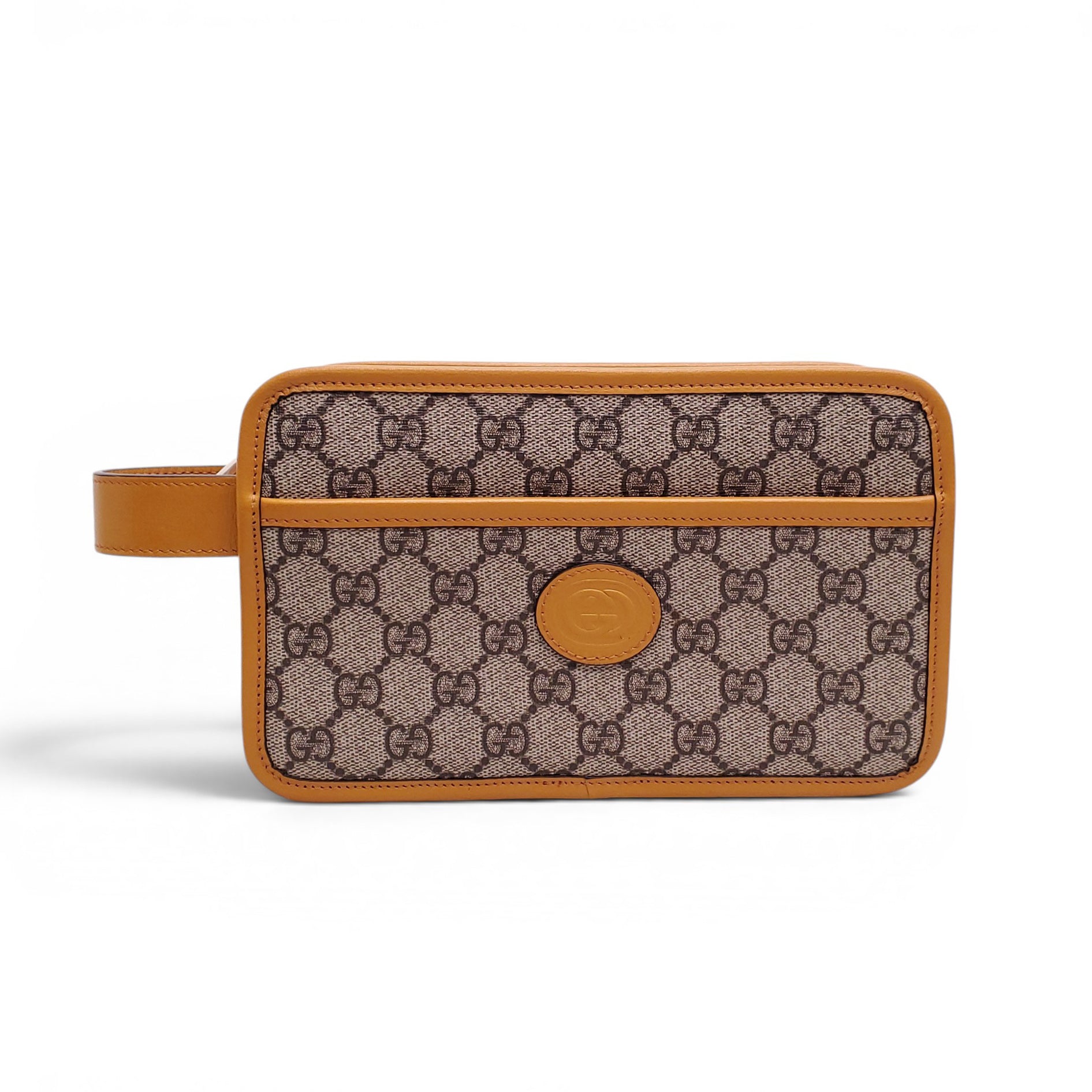 GUCCI GG SUPREME MONOGRAM CALFSKIN LEATHER TRAVEL POUCH